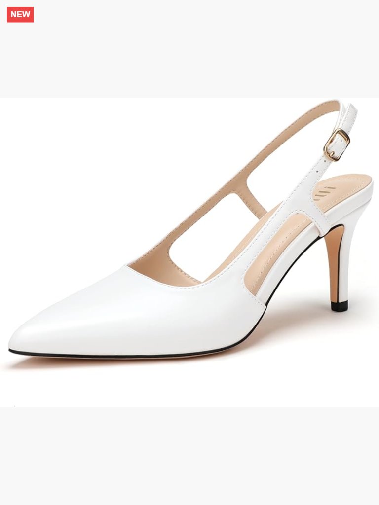 Slingback Kitten Heels Pointed Toe Stiletto Ankle Strap Dress Pumps Size 5-12